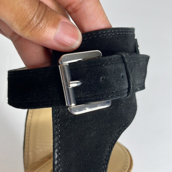 Sam Edelman Black Suede Cork Heel Wedge Sandal Size 9 - Picture 8 of 9